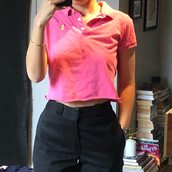 Pink cropped Polo Ralf Lauren shirt - Picture 1 of 3